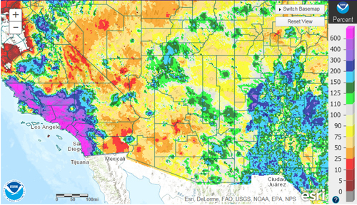 Region monsoon percent normal rainfall